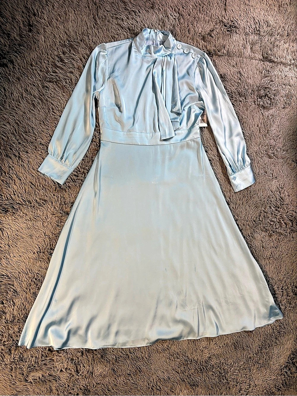 Alexia Amor Satin-Look Maxi Dress in Blue Size 14 NWT
